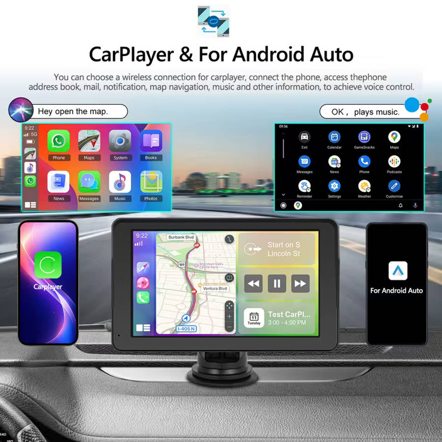 7" Wireless CarPlay Android Auto touch HD screen With Rearview Camera