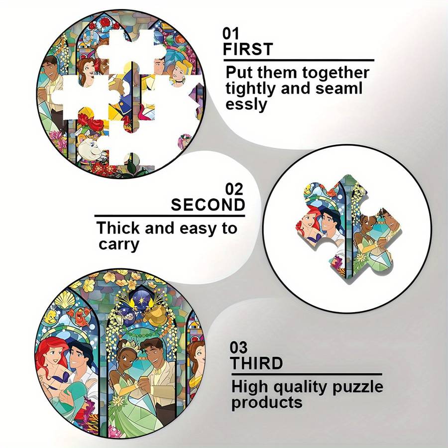 1000pcs Disney Wooden Jigsaw Puzzle Mickey Minnie Stitch Floral Stained Glass A