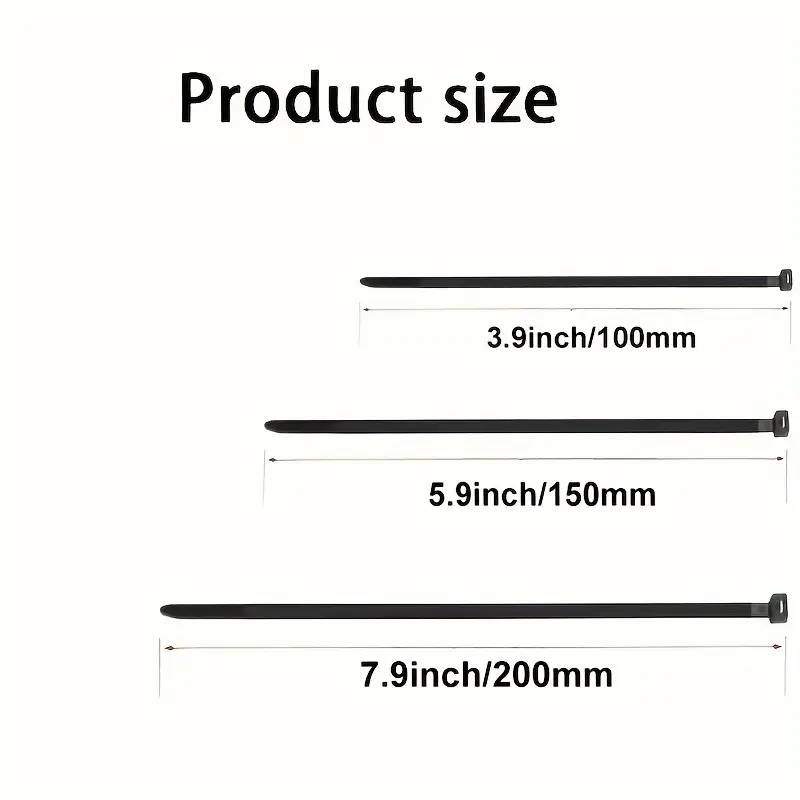 300pcs Durable Black Nylon Cable Ties - Adjustable Self-Locking Zip Ties