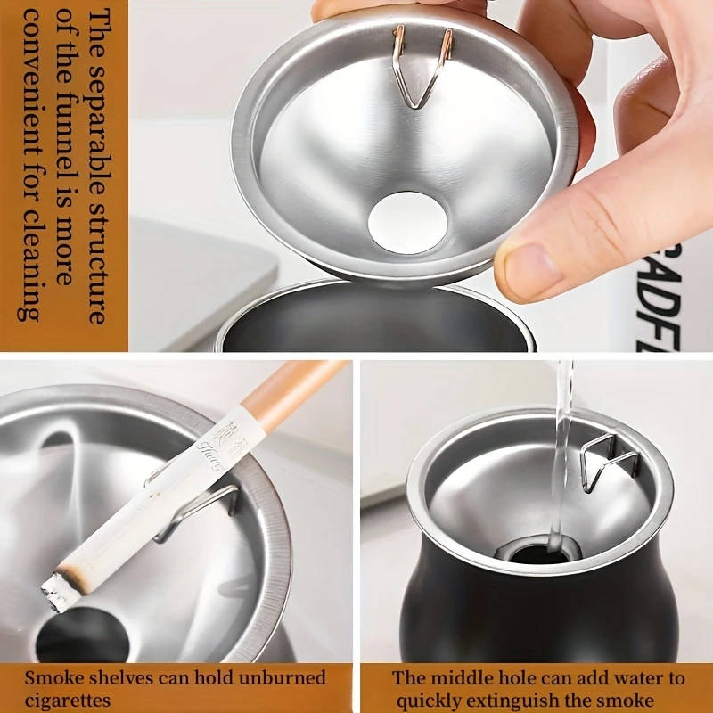 1pc Windproof Stainless Steel Ashtray with Creative Deer Design Smoke-Free for Cars Home Terraces