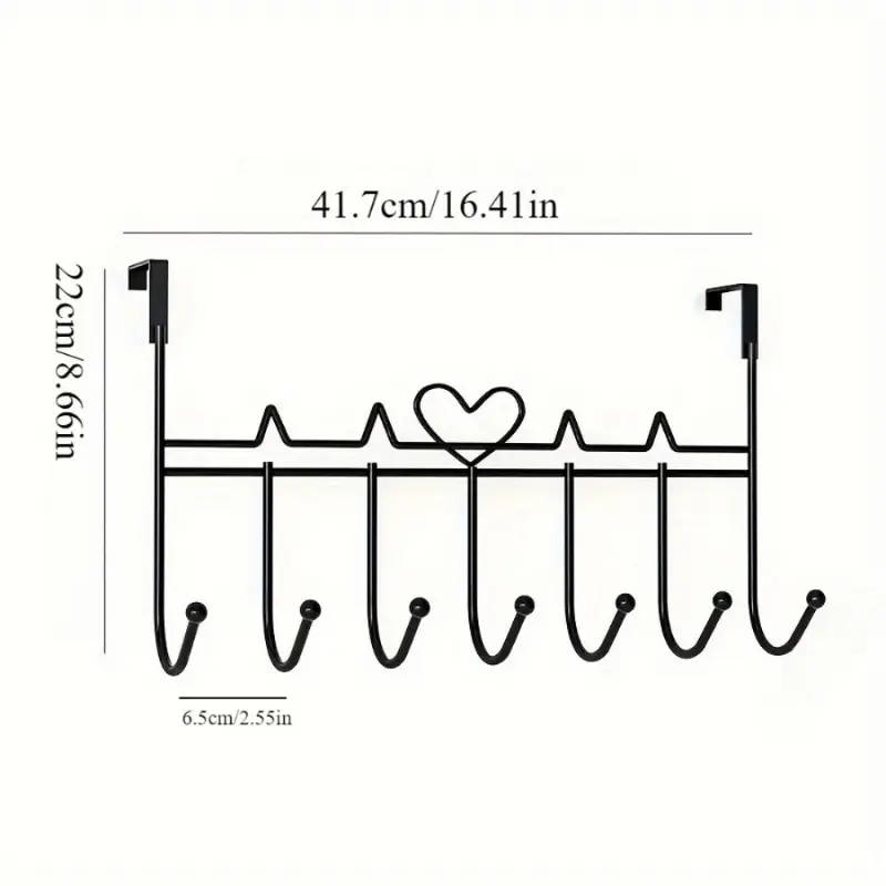 1pc 7-Hook Over-the-Door Organizer Rack Space-Saving Metal Storage for Towels Clothes Hats More Easy