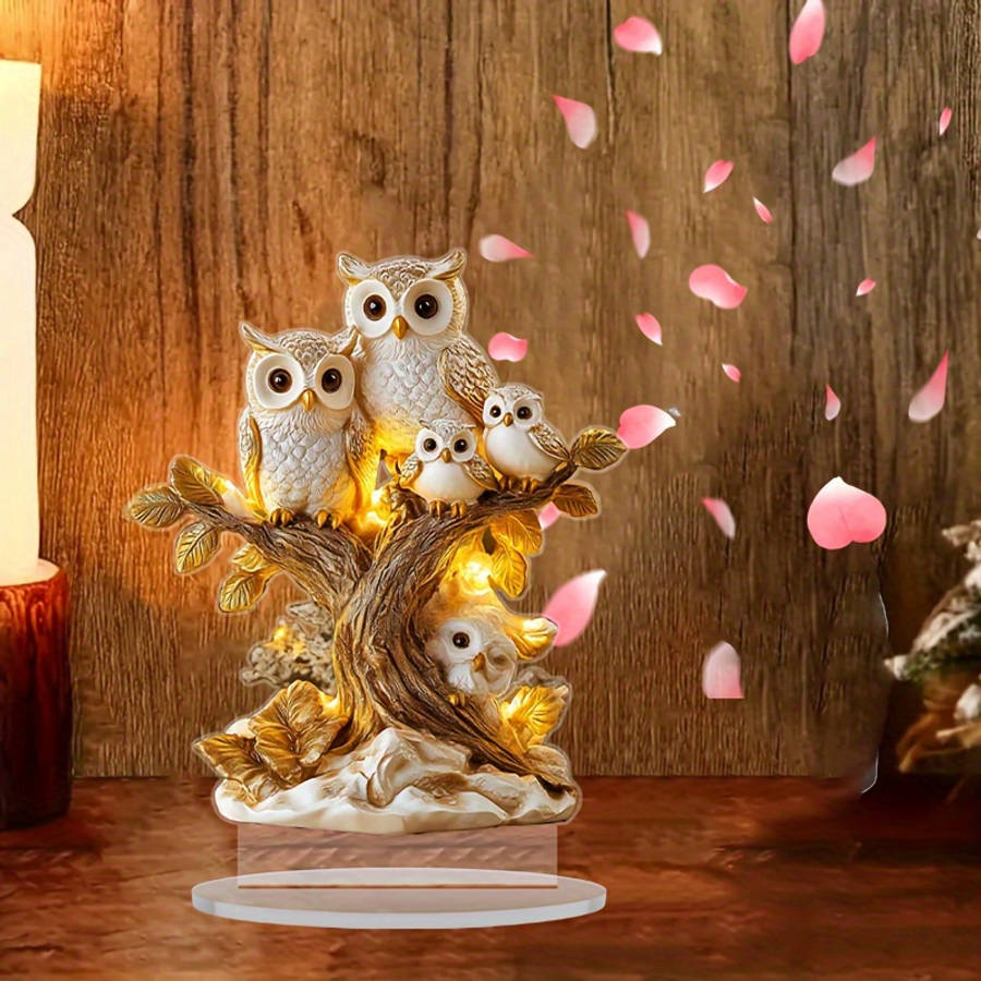 2D Flat Acrylic Owl Tree Decor Bohemian Style Animal-Themed Desktop Art Multi-Purpose Home