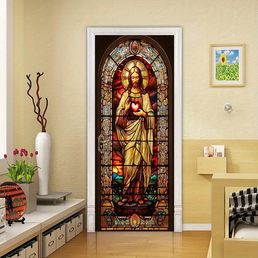 1pc 76.96x199.9cm Jesus Christian Themed Stickers