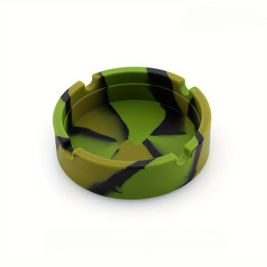 1pc Glow-in-the-Dark Tie-Dye Silicone Ashtray Durable Heat-Resistant Easy to Clean Black with