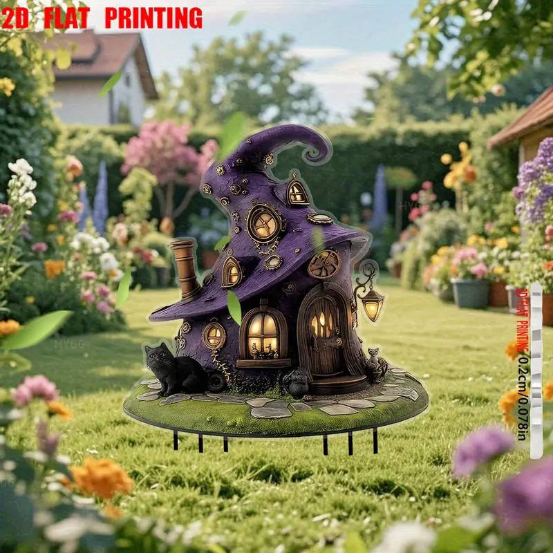 2D Flat 1 Piece Enchanting Witch Themed Garden Gnome House
