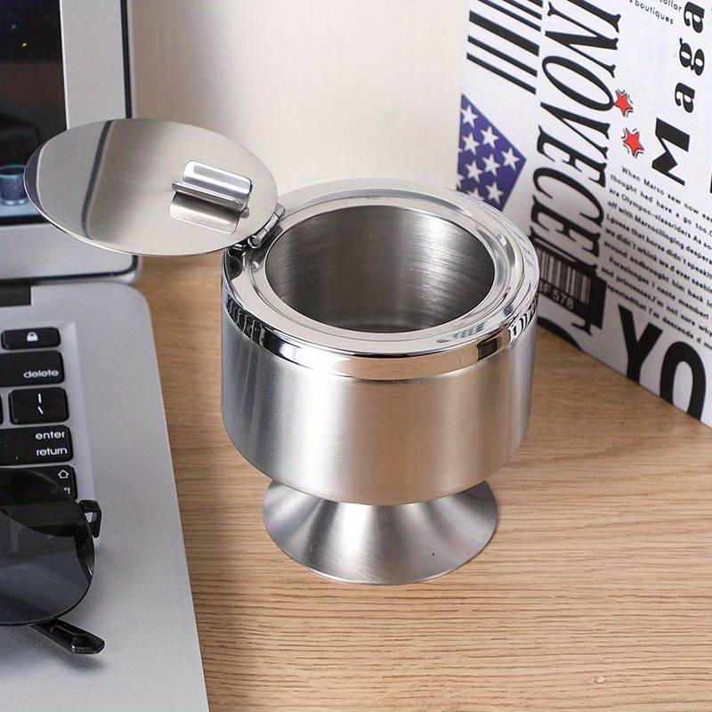 1pc Stainless Steel Ashtray with Lid and Base Durable Hotel Quality Ashtray for Home and Outdoor U