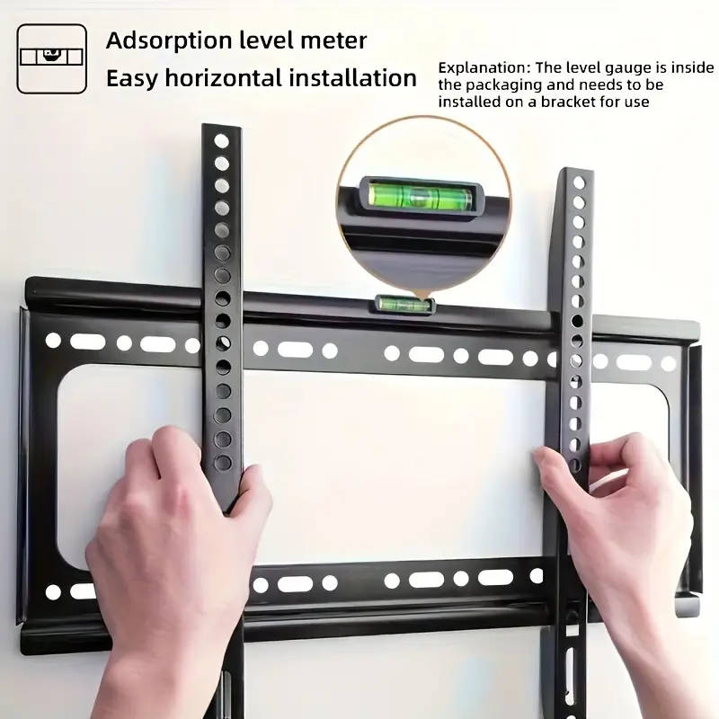 26-63-Inch Screen Iron Fixed TV Wall Bracket, Ultra-Thin Compatible, Strong 55-Pound Weight Capacit