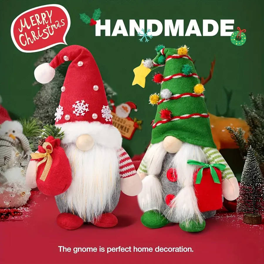 2 Festive Christmas Gnome Plush Decorations