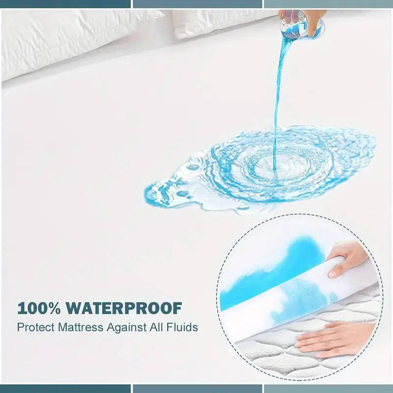 Waterproof Mattress Protector with Deep Pockets Breathable Noiseless Bed Cover 90*200cm