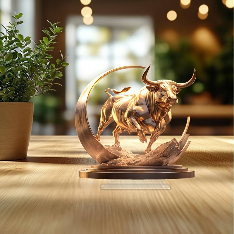 1pc 2D Flat   classic Taurus acrylic figure flat floor installation decoration ideal for d
