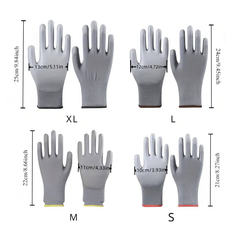 10pcs Outdoor Multifunctional Gray Gloves Size XXL Anti-slip and Wear-resistant Suitable for Gardeni