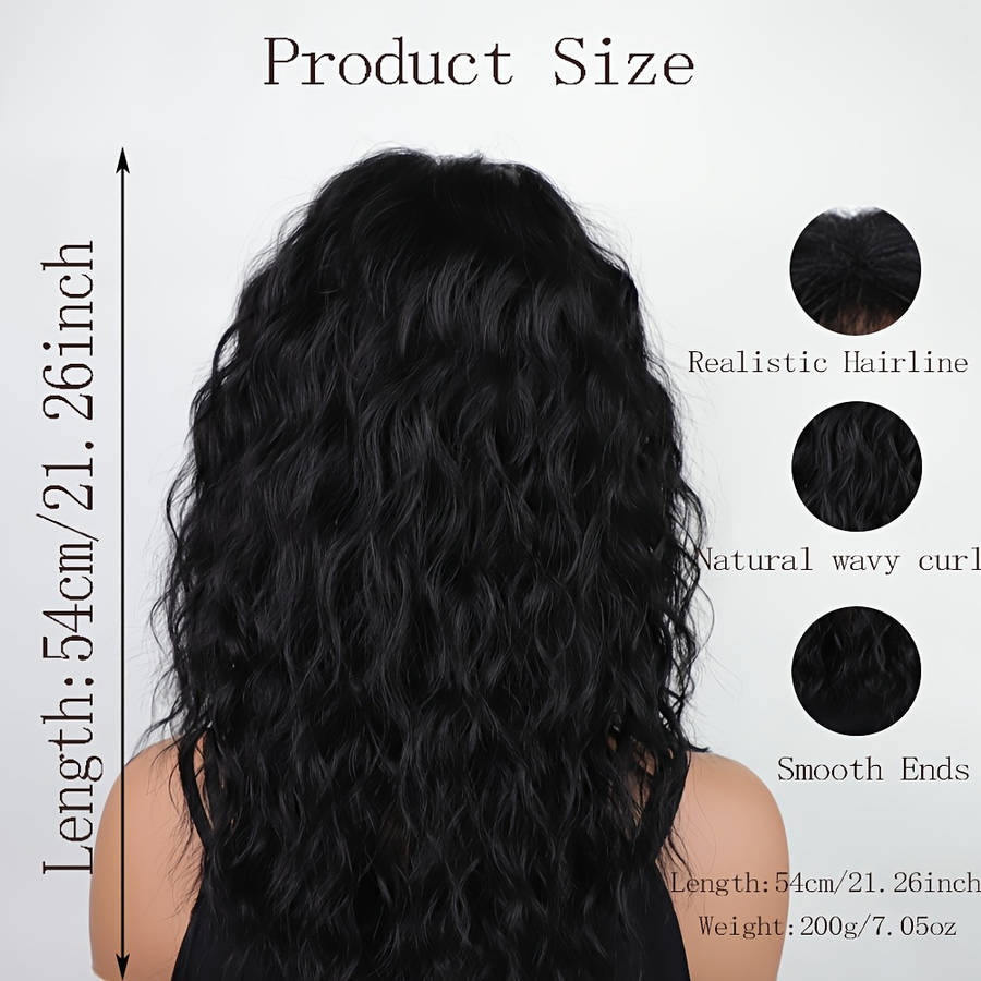 1Pc Black 50.8cm Fashion Design Wig