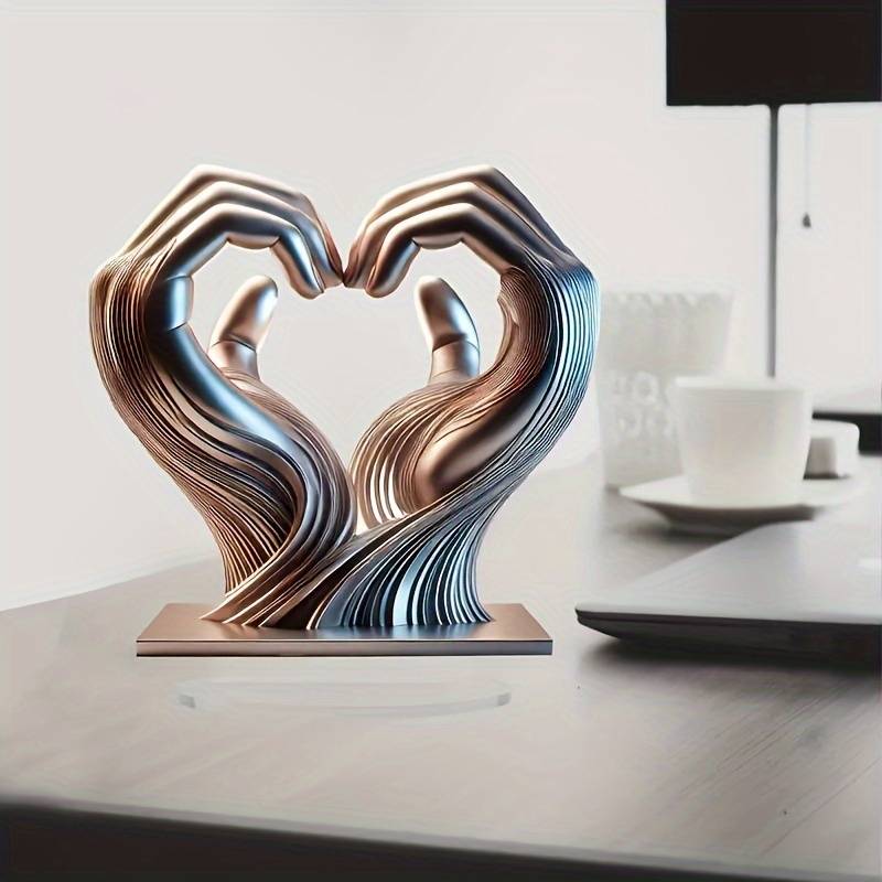 2D Flat Acrylic Charming Acrylic Hand And Heart Table Sculpture