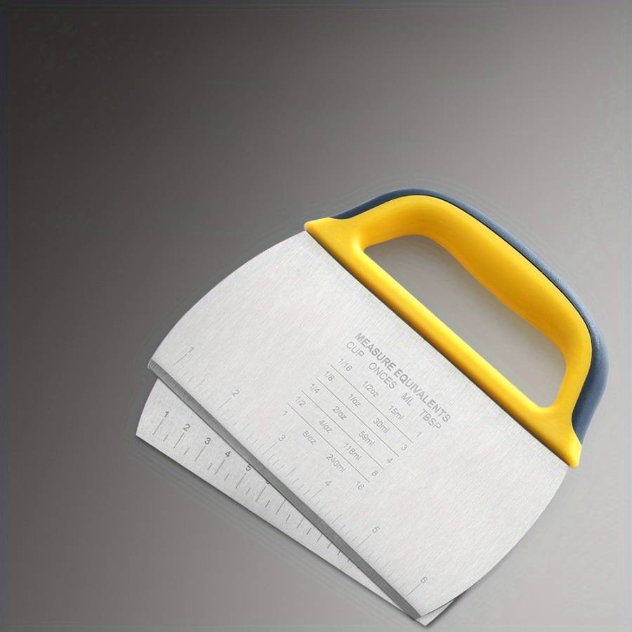 1pc Stainless Steel Slicing Knife with Measuring Scale Durable Non-Slip Silicone Handle Per