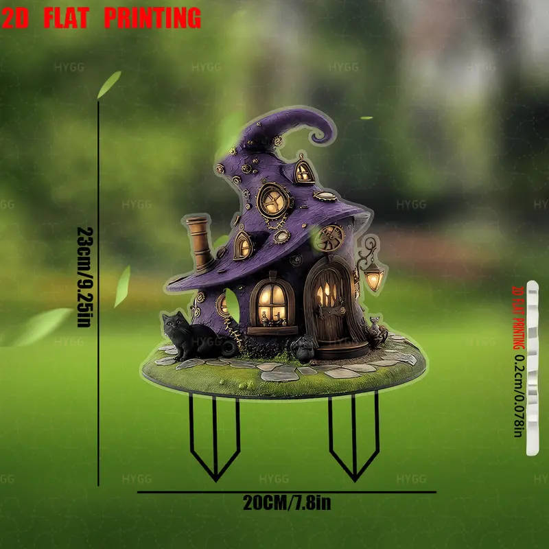 2D Flat 1 Piece Enchanting Witch Themed Garden Gnome House