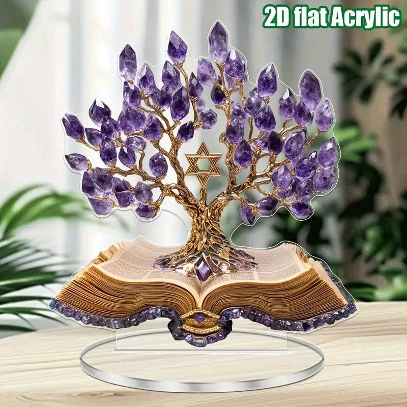 1pc 2D Flat  Acrylic Life Tree Plaque with Star of David Bohemian Spiritual Decoration Perfect Gi