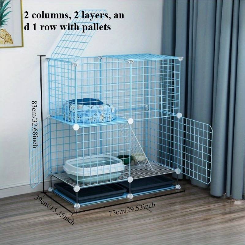 1pc Blue 2 columns 3 layers 1 row Pet Cage