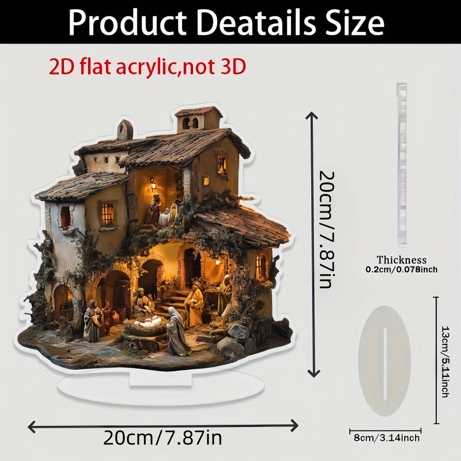 2D Acrylic Boho Nativity Scene Decoration
