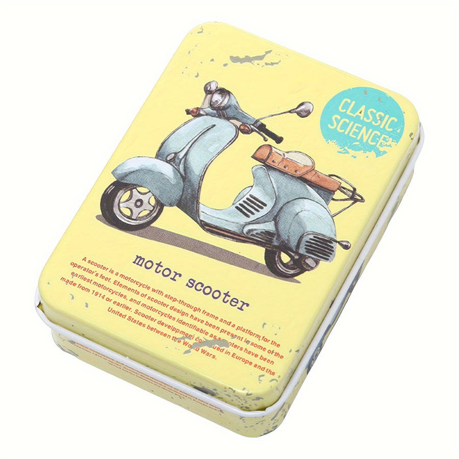 1pc Rectangular Iron Box Cartoon Mini Card Holder Hairpin Jewelry Storage Retro Design Bohemian