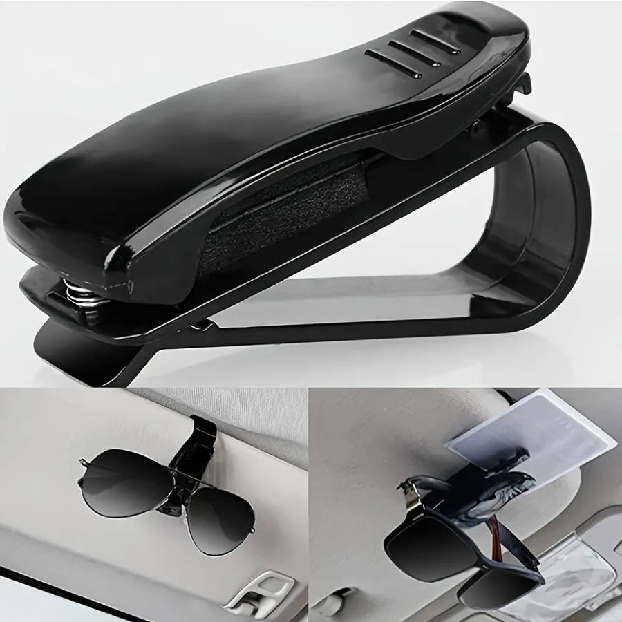 1pc Multi-Function Car Sun Visor with Glasses Holder Bill ID Card Slots Durable ABS Material Essenti