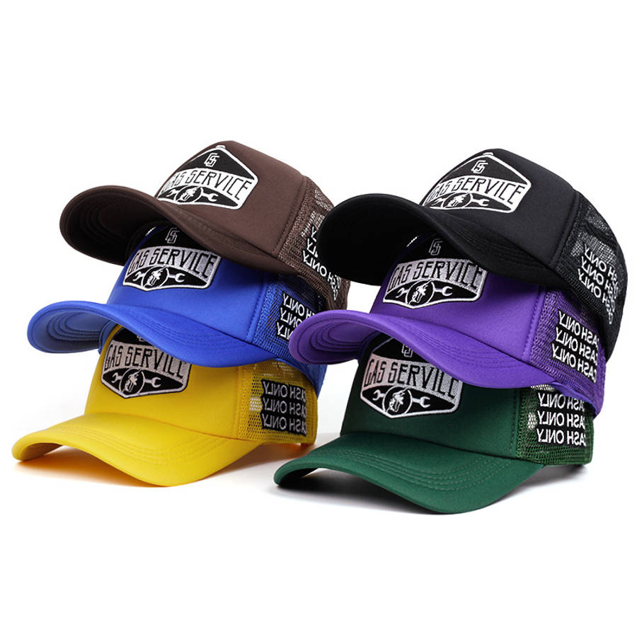 Gas Service Logo Baseball Cap Breathable Polyester Mesh Back Snapback Hat Adjustable Fit