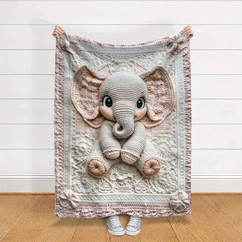 1 x 3D Crochet Printed Flannel Blanket 150*200cm
