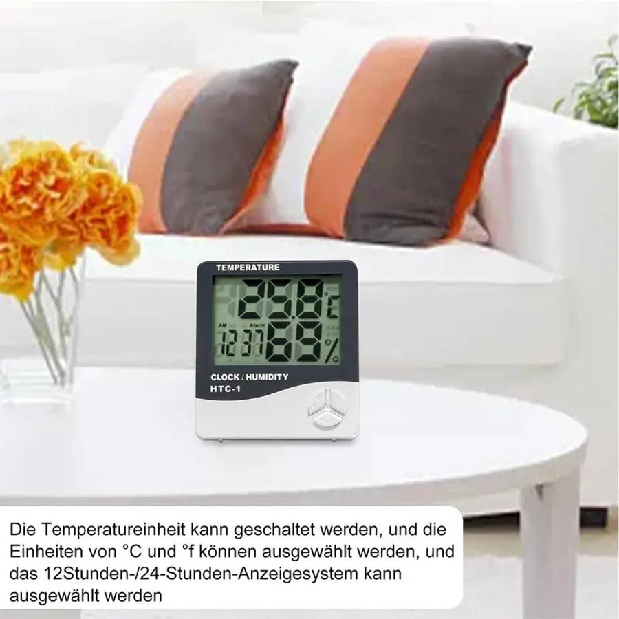 1pc White ABS Material Creative Household Large Screen Thermometer And Hygrometer Suitable for Room