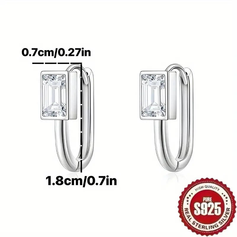 925 Sterling Silver Bohemian Starry Sky Earrings - U-Shaped Hoops Sparkling Cubic Zirconia