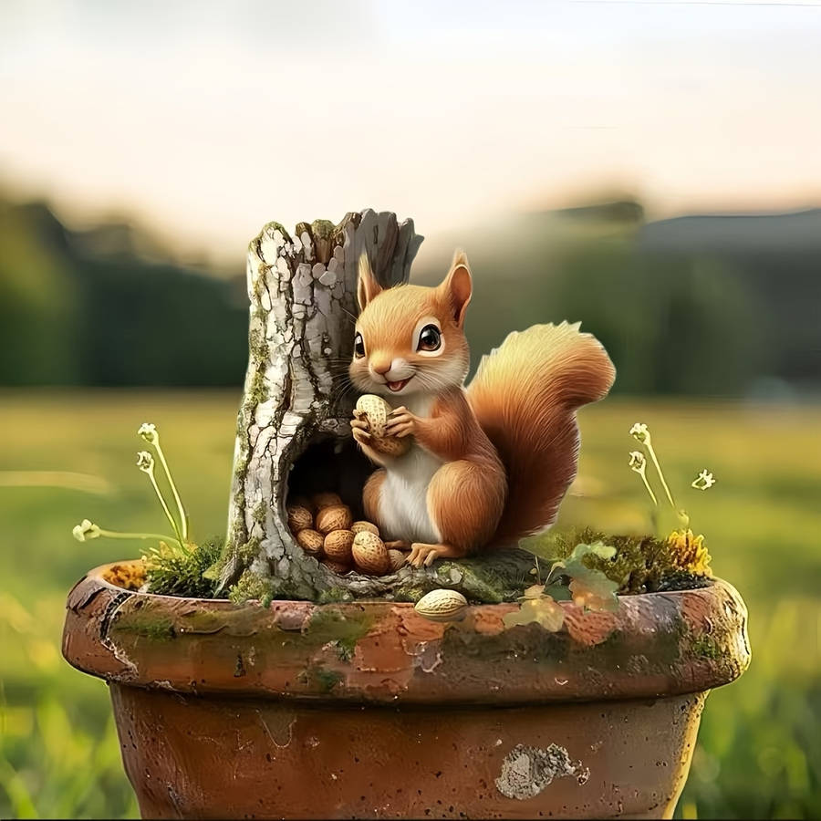 1pc 2D Flat   Cute Squirrel Garden Stake Decoration PET Outdoor Flower Pot and Garden Decorat