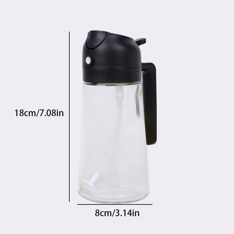 1pc Dual-Use Oil Sprayer and Dispenser Bottle Transparent with Black Cap Ideal for Cooking