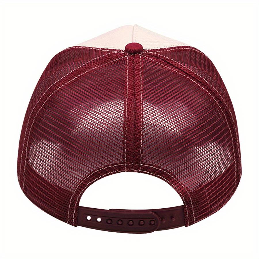 1pc Unisex Adjustable Breathable Trucker Hat with Cartoon Embroidery Mesh Back Panel Durable