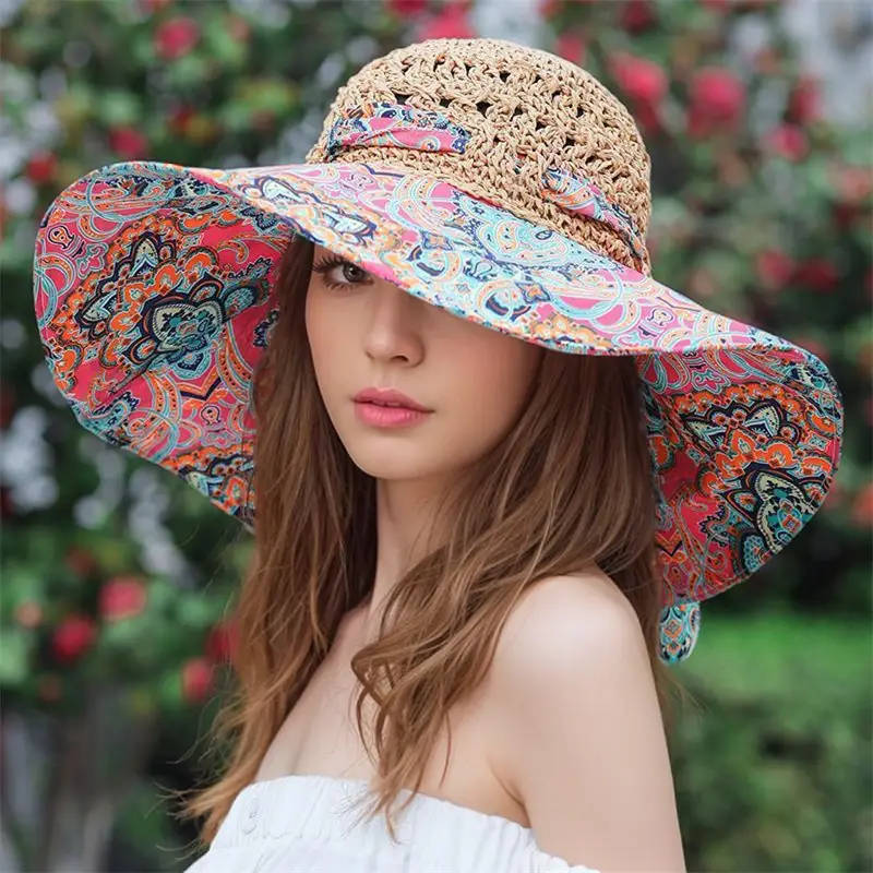 Women's Spring And Summer Ethnic Style Straw Sun Hat Coffee 2