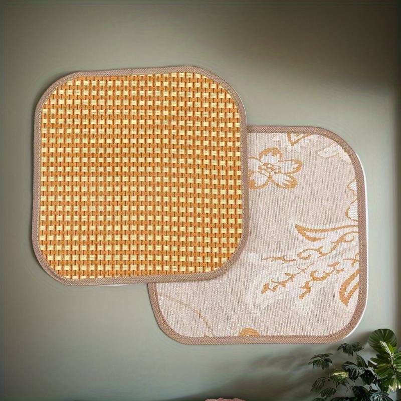 1piece Artificial Jade Rice Straw Mat Double Sided Cooling Pad Width 30x Length 30
