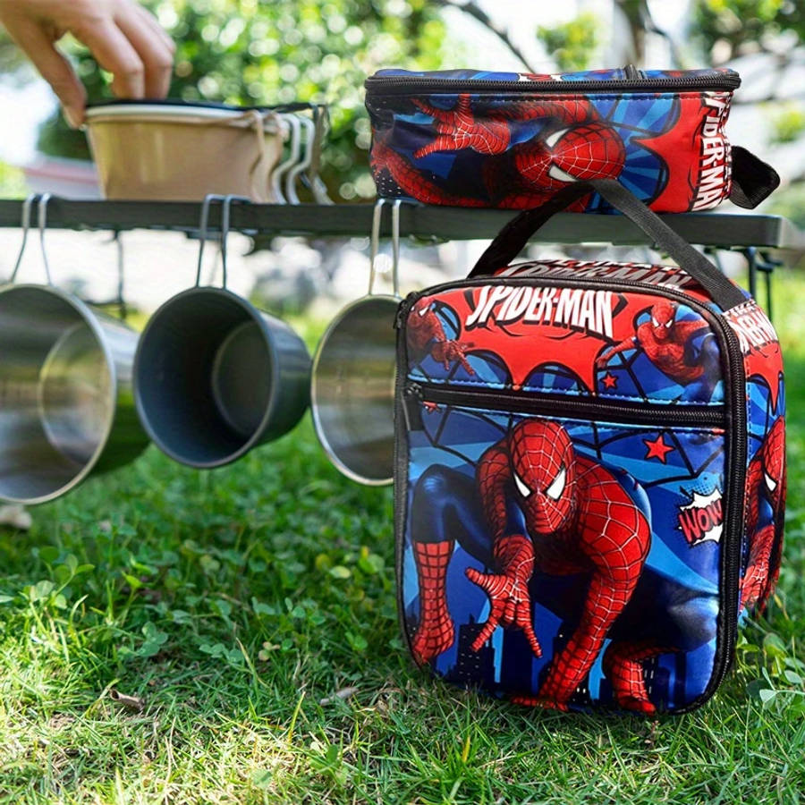1pc Insulated Lunch Bag Portable Picnic Cooler Box with Marvel Design Durable Polyester Material
