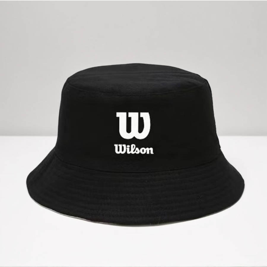 Wilson Printed Eaves Sunshade Bucket Hat Stylish Solid Color Breathable Polyester Materia