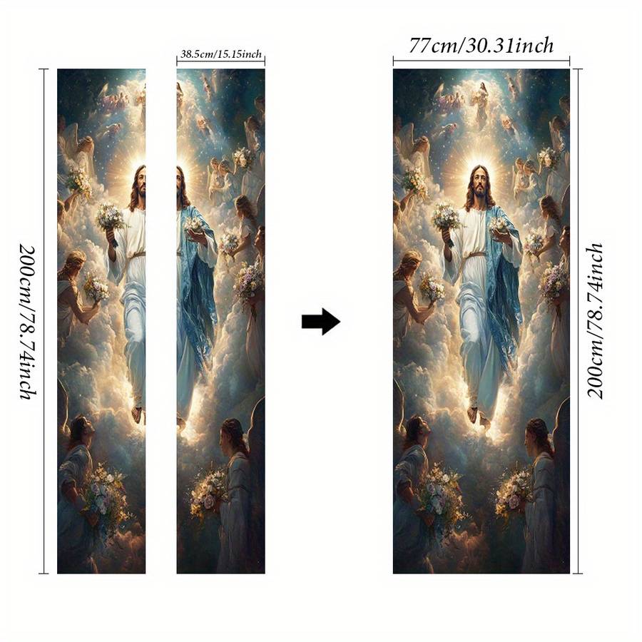1pc 76.96x199.9cm Jesus Christian Themed Stickers