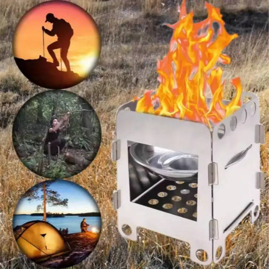 1pc Campfire Wood Stove Portable Backpack Stove Folding Lightweight Titanium Alcohol Stove Suitable