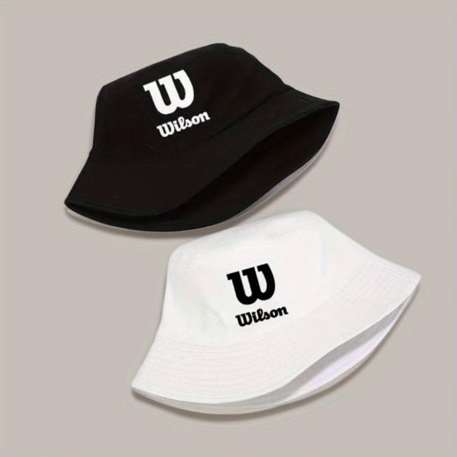 Wilson Printed Eaves Sunshade Bucket Hat Stylish Solid Color Breathable Polyester Materia