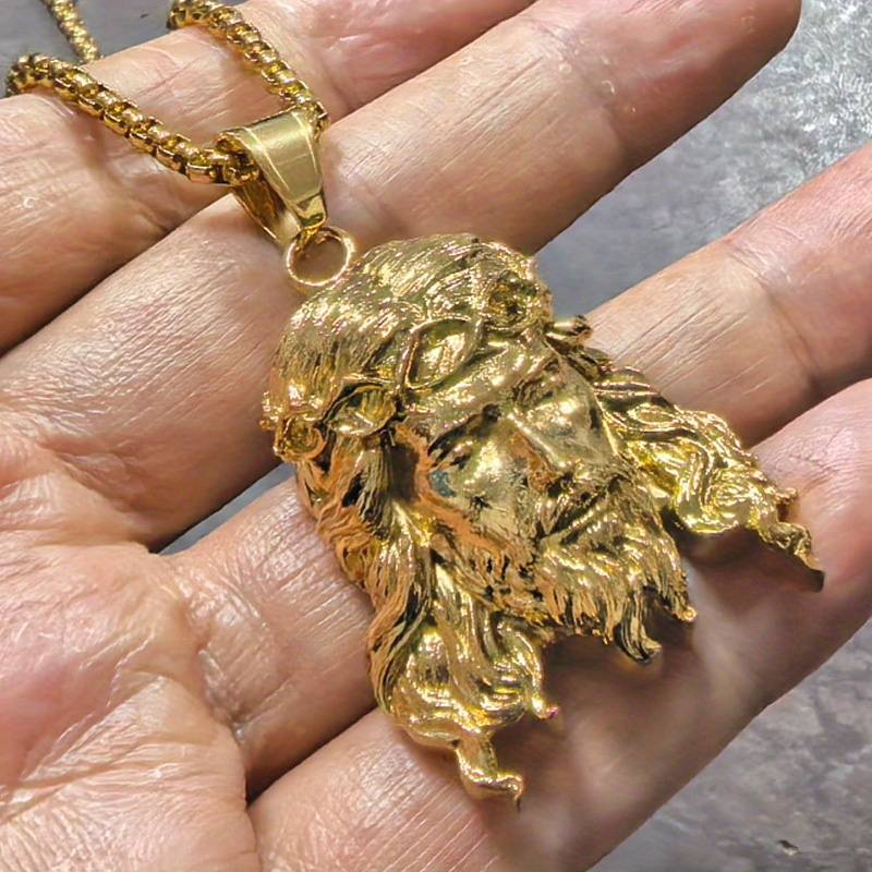 1 Piece Golden Jesus Theme Pendant