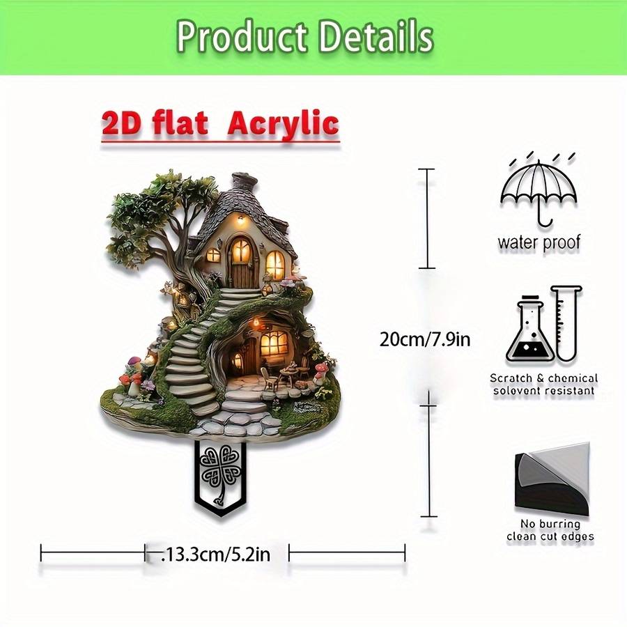 1pc 2D Flat A Stunning Acrylic Fairy Tree House Garden Stake in a  Design a Versatile
