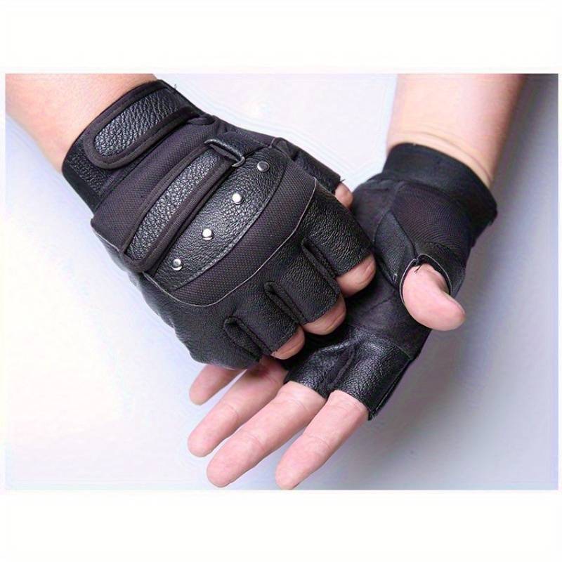 1 Pair Black PU One Size Outdoor Sports Gloves