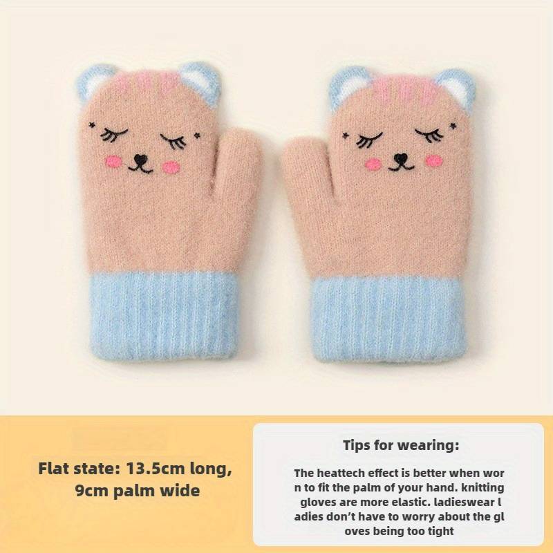 1 Pair Bean Paste Blue Warm Gloves