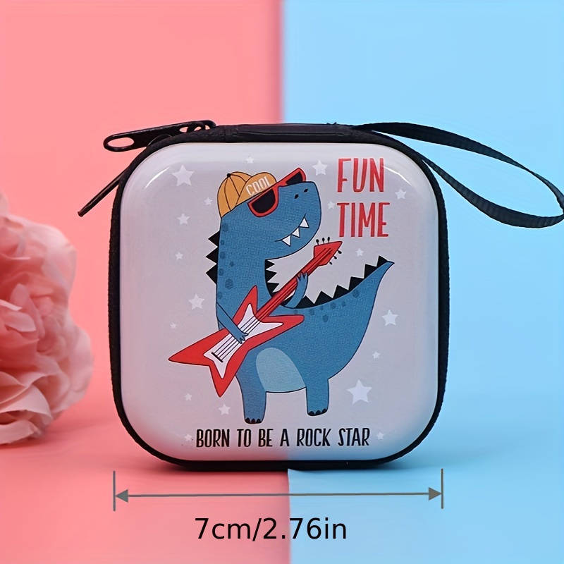 1pc Creative Iron Art Dinosaur Coin Purse Cartoon Keychain Zipper Bag for Headphones And Data Cable