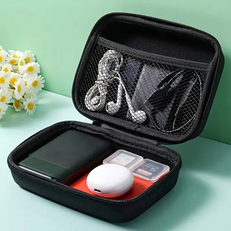 1pc Faux Leather Digital Accessories Organizer Portable Multi-Functional Zippered Pouch Compatible w