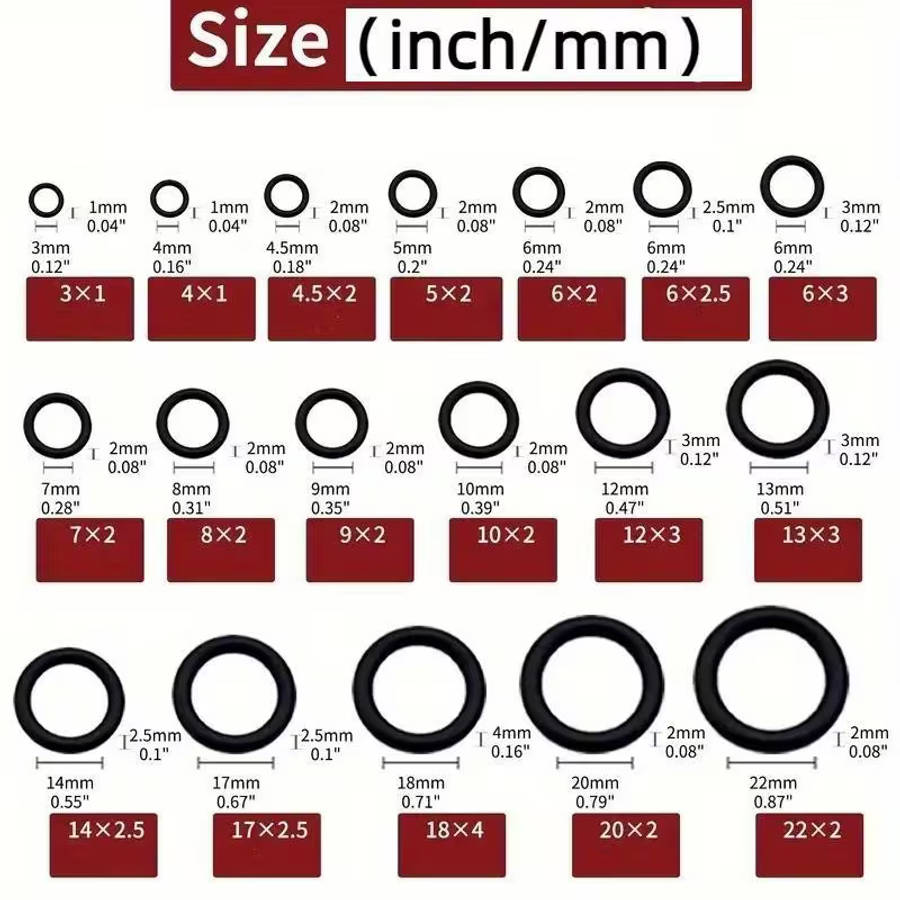 225pcs Rubber O Ring Kit 18 Sizes Professional Sealing Set