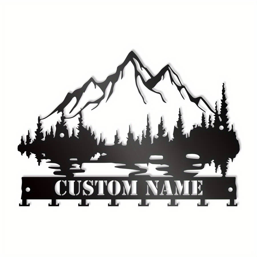 1pc Custom Mountain Forest Key HolderPersonalized Metal Wall Art with Lake  Tree Silhouettes La