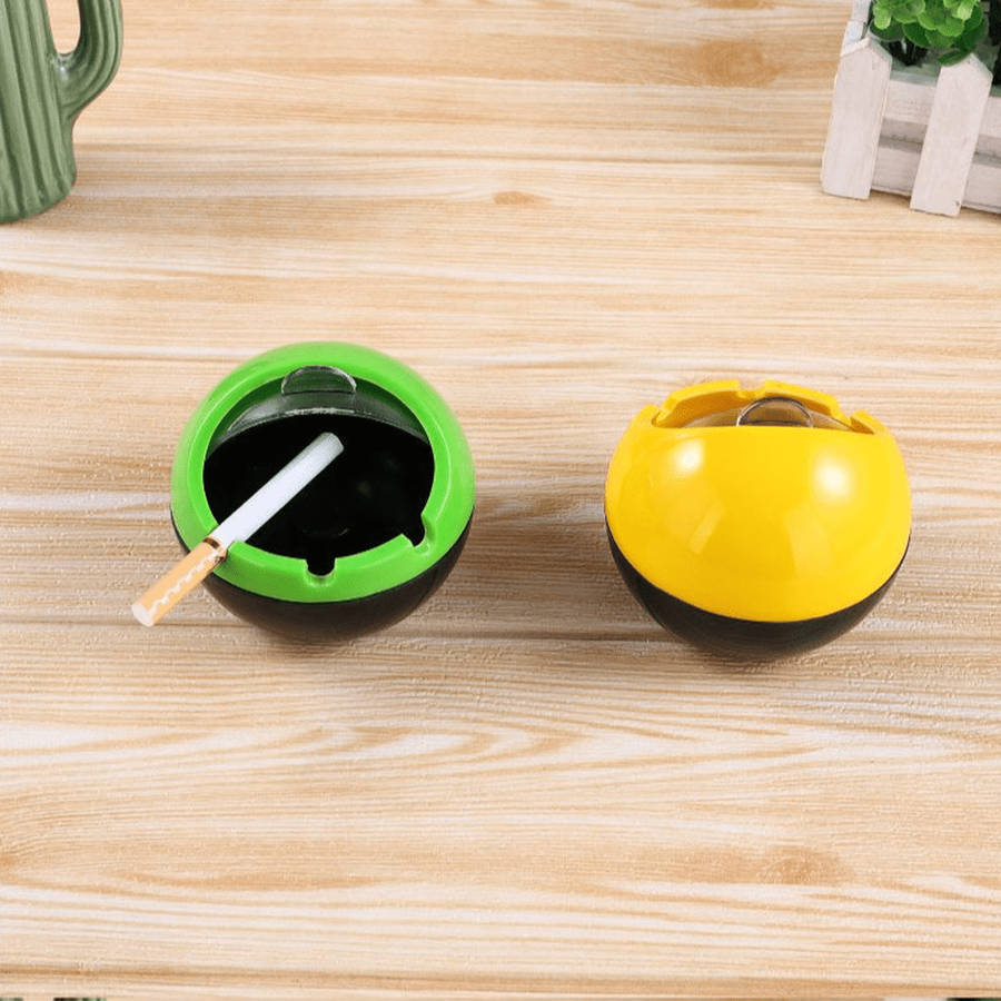 1pc Plastic Fireproof and Windproof Ashtray Home Decorative Spherical Ashtray Household PP Plasti