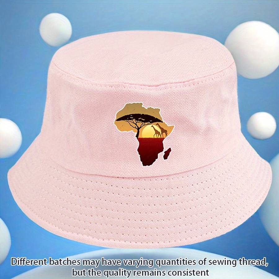 African Landscape Bucket Hat With Sunset Acacia Tree Design C Lightweight Versatile And