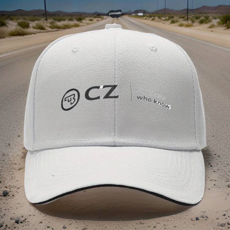 1pc Adjustable Sports Cap Black with "CZ" Logo Stylish and Comfortable Headwear for Running