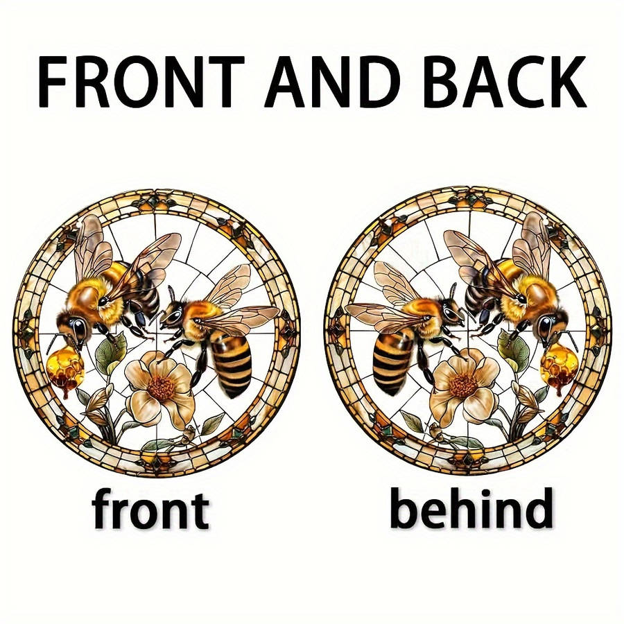2D Flat 20.32Cm Acrylic Bee And Flower Stained Glass-Style Suncatcher Vibrant Wall Hanging D
